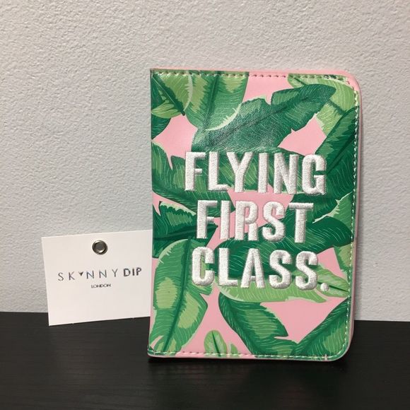 NEW SKINNYDIP London Flying First Class Passport Holder Green Pink Tropical - Picture 1 of 9